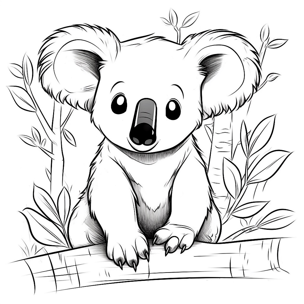 Komik Koala Boyama Sayfası