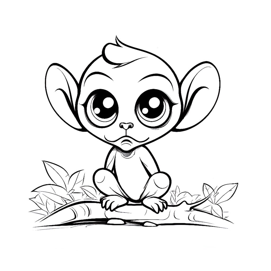 Ağaçtaki Küçük Maymun Boyama Sayfası - Yazdır