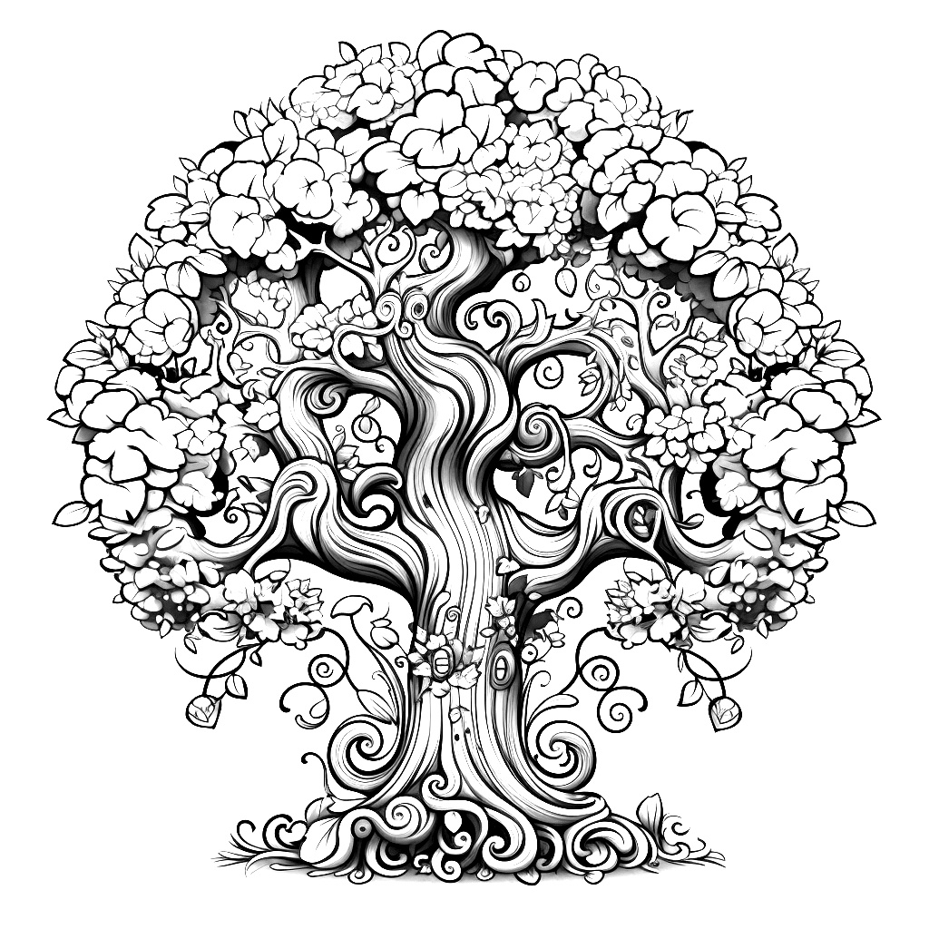 Antik Ağaç Boyama Sayfası
