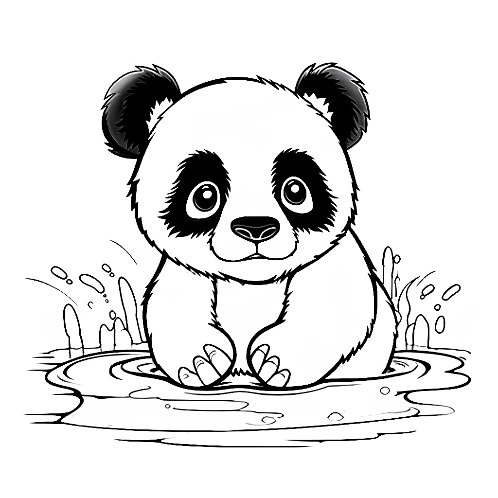 Basit Panda Boyama Sayfası
