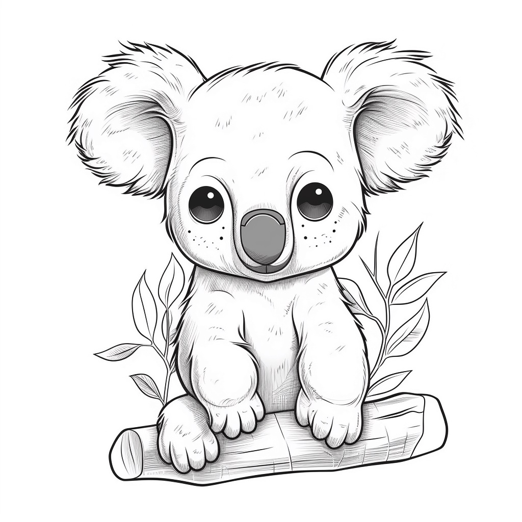 Bir Ağaç Gövdesinde Koala Boyama Sayfası