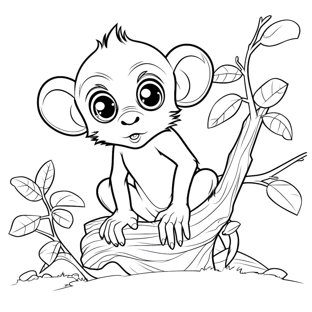 Bebek Maymun Boyama Sayfası Kolay