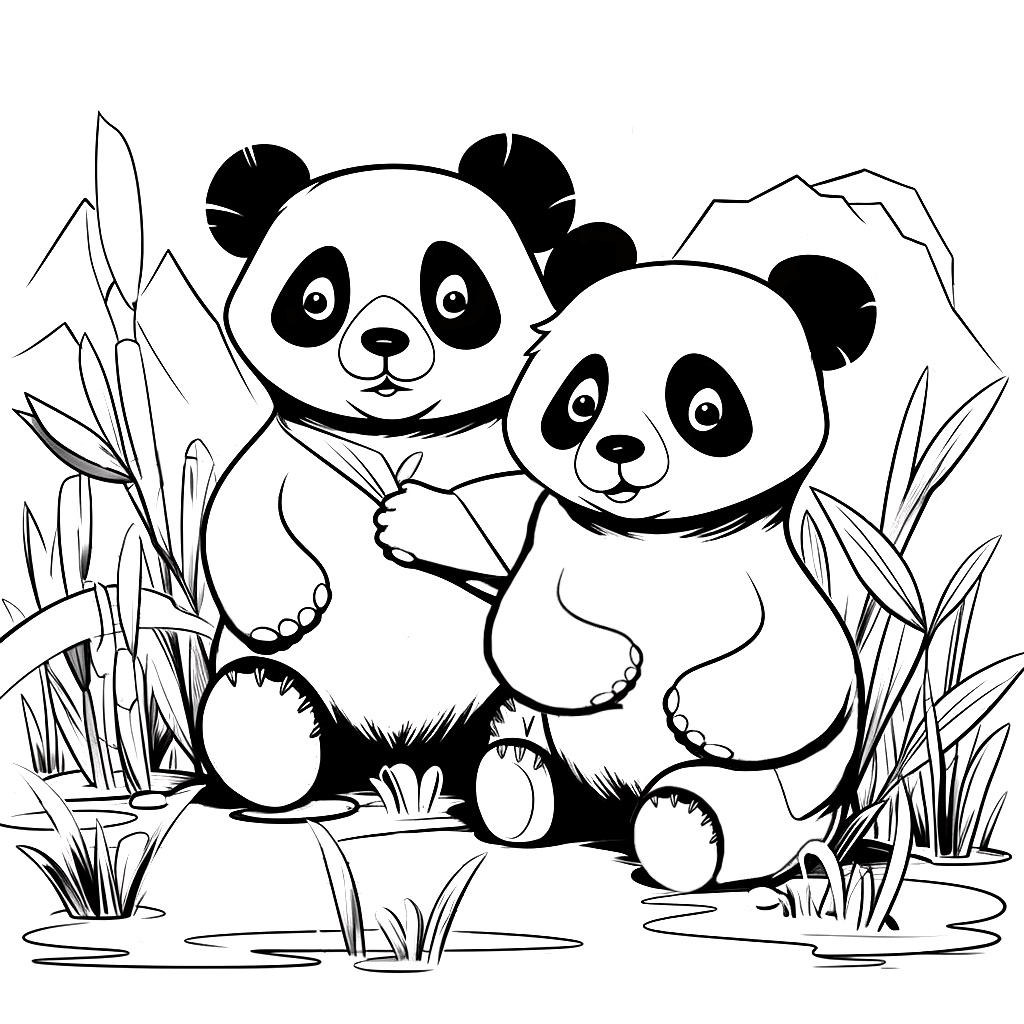 Dost Pandalar Boyama Sayfası