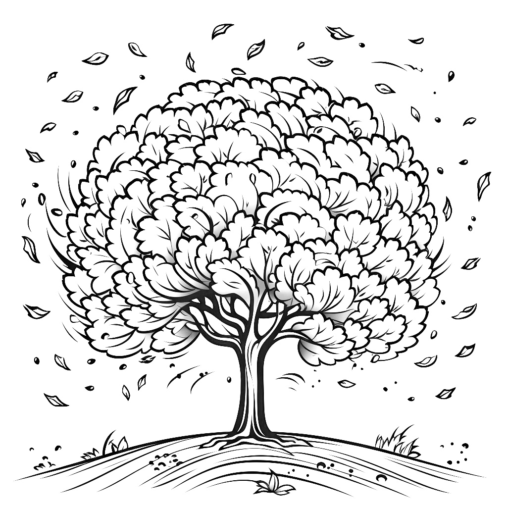 Esintili Ağaç Boyama Sayfası