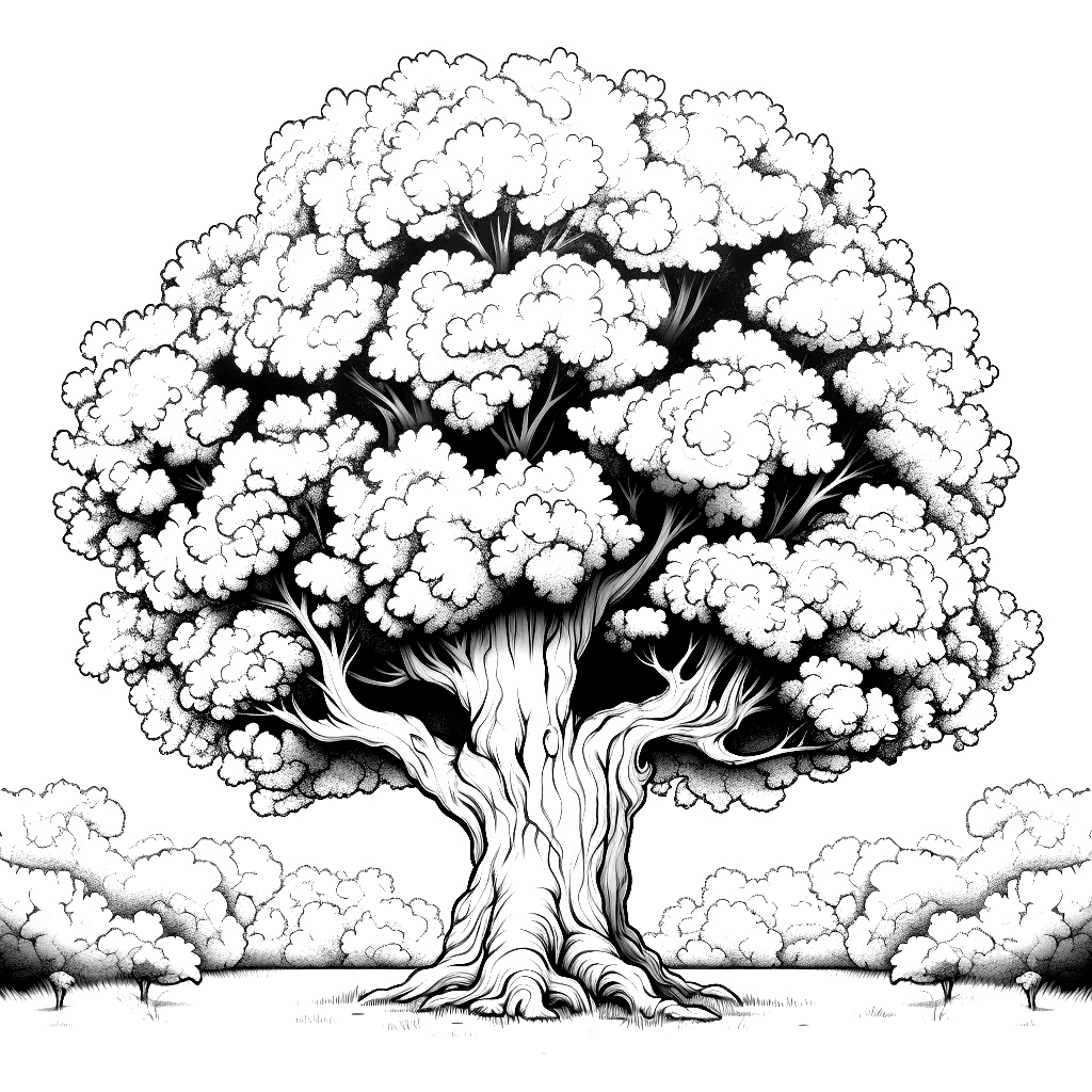 Kalın Gövdeli Ağaç Boyama Sayfası