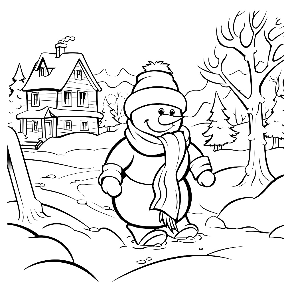 Kardan Adam Kış Boyama Sayfası