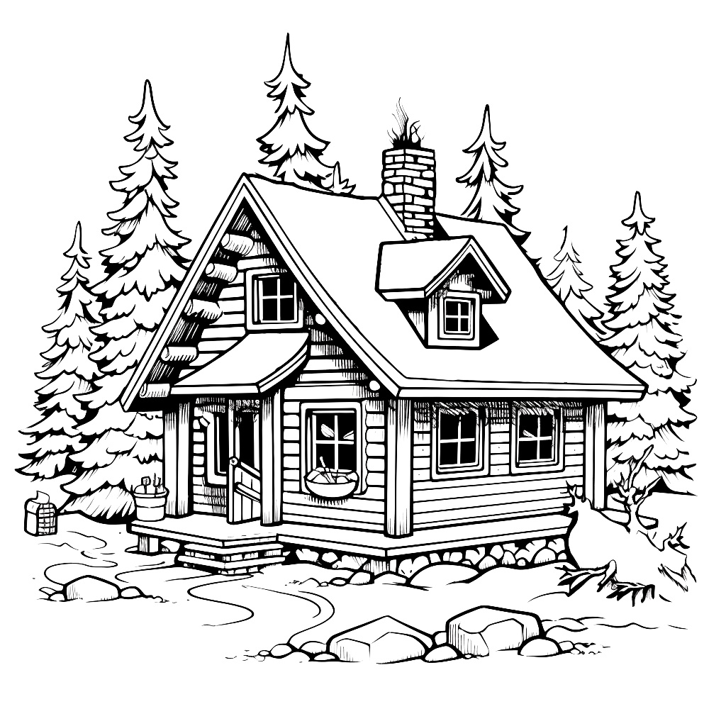 Kış Evi Boyama Sayfası