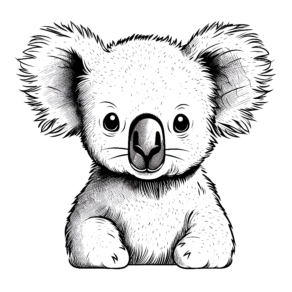 Siyah Beyaz Koala Boyama Sayfası