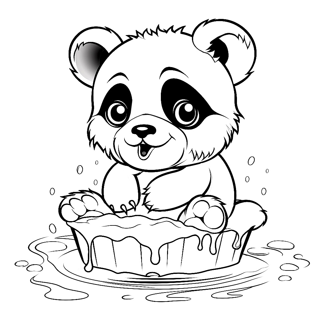 Komik Panda Boyama Sayfası – Yazdır