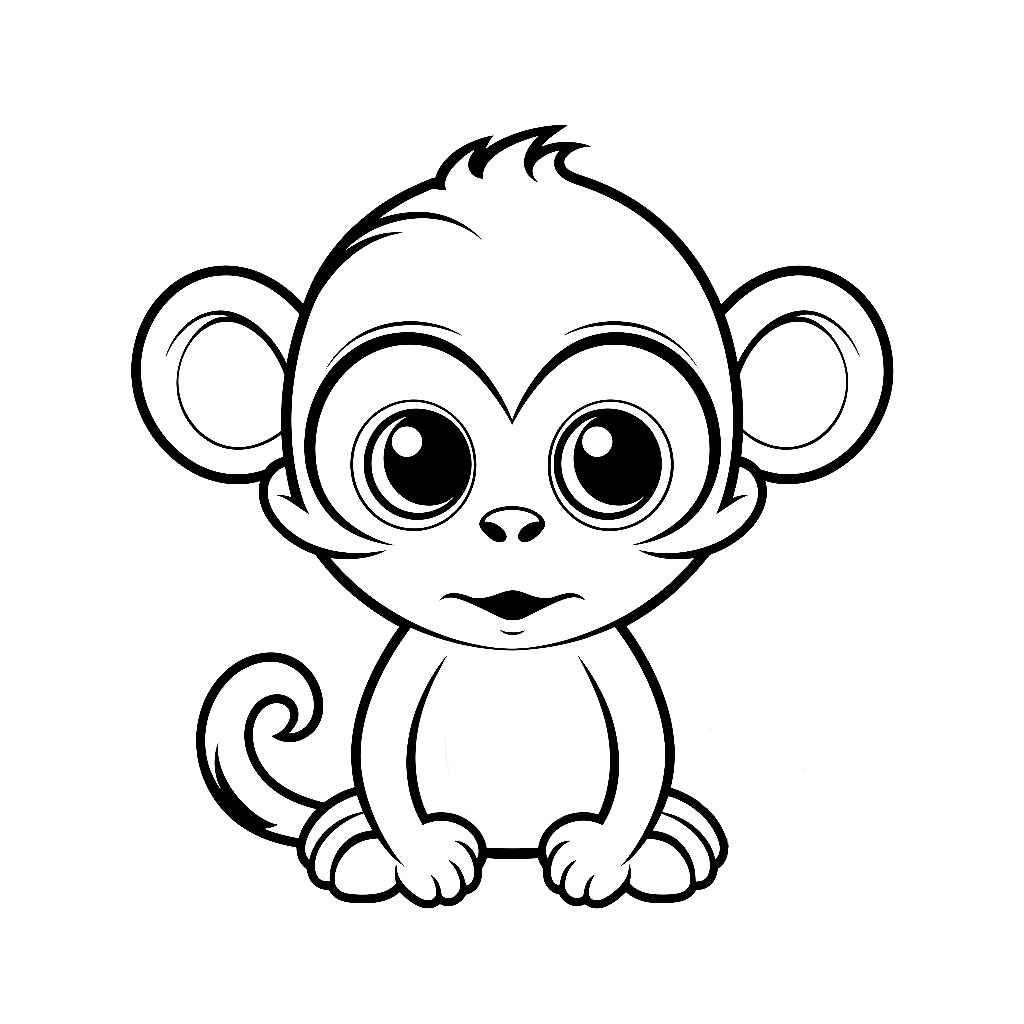 Sevimli Maymun Boyama Sayfası