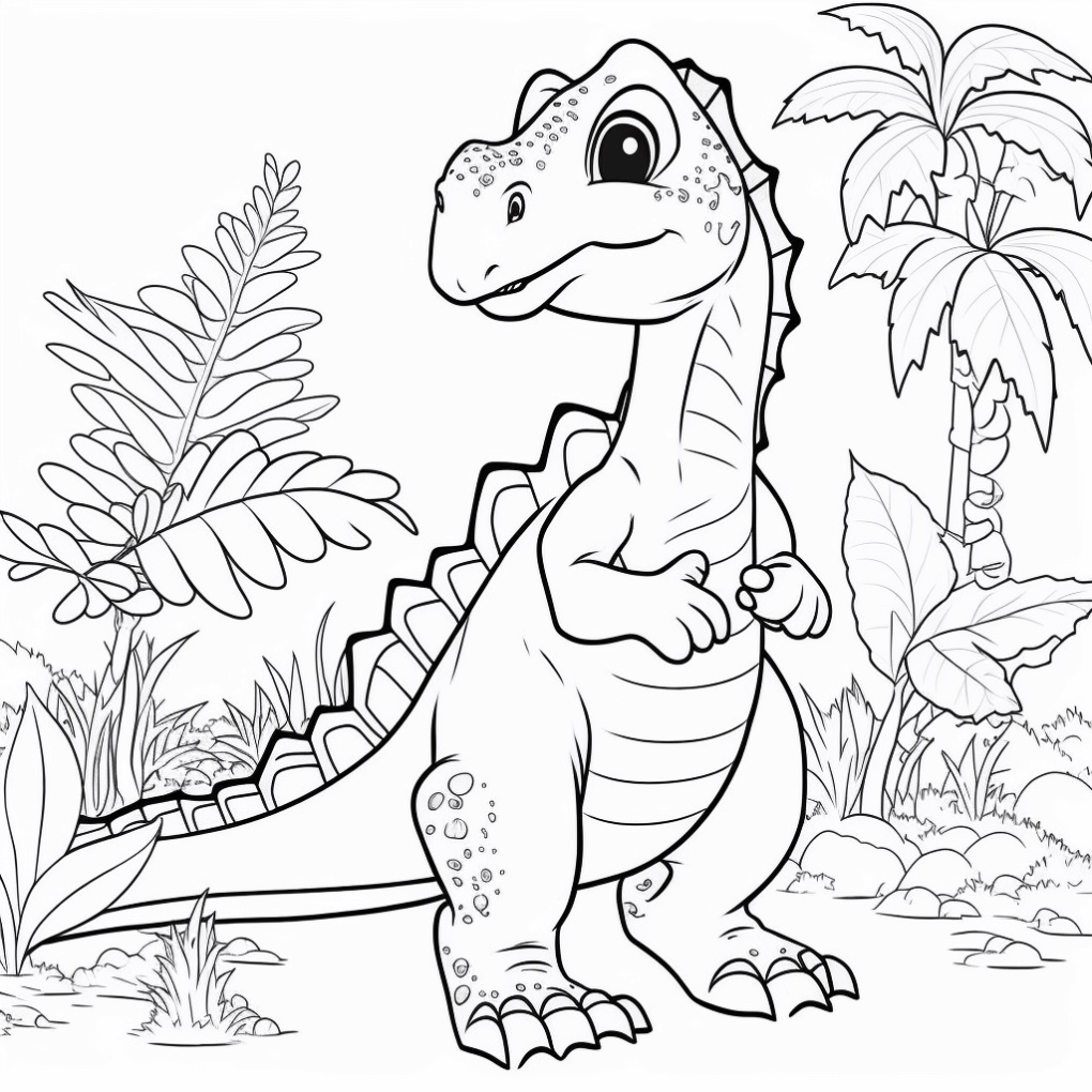 Ormandaki Dinozor Boyama Sayfası