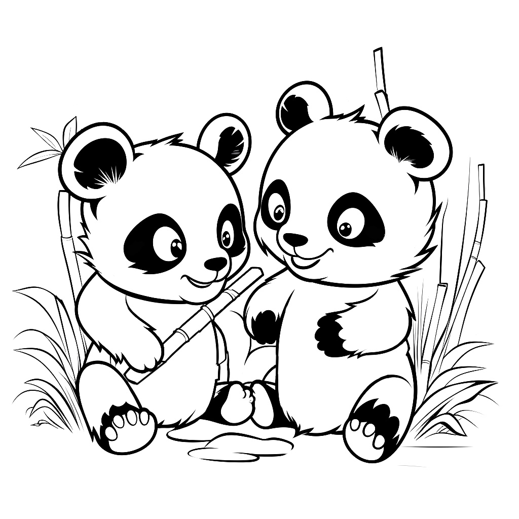 Panda Ayıları Boyama Sayfası