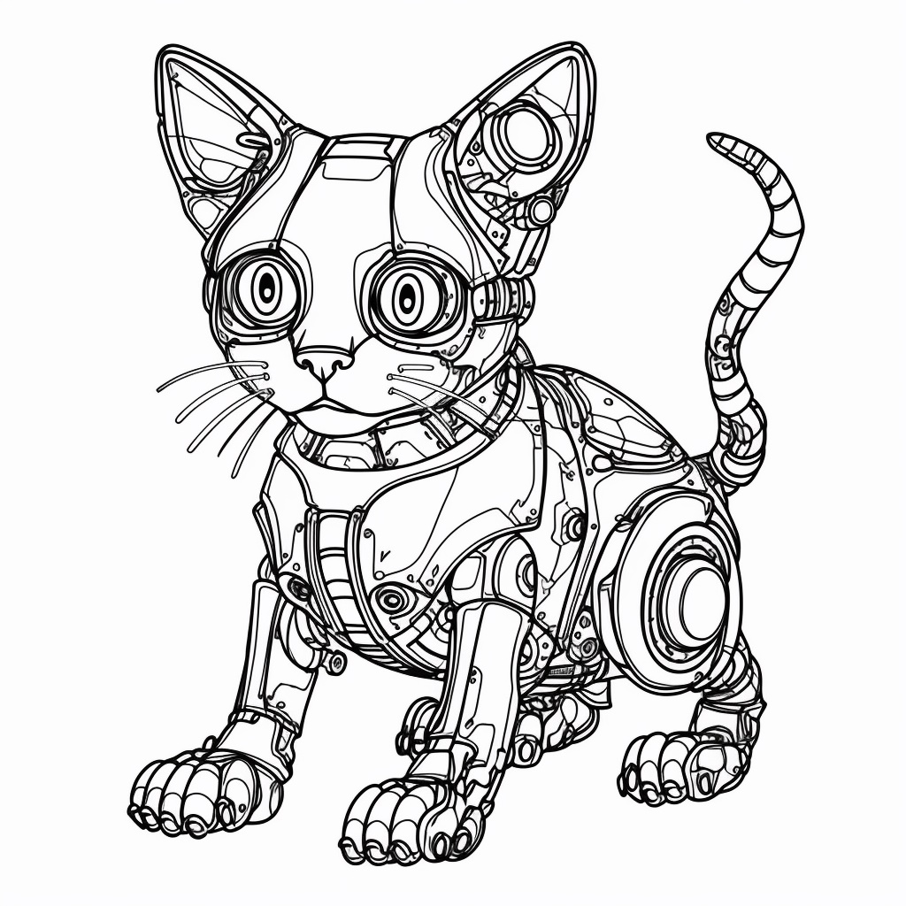 Robot Kedi Boyama Sayfası