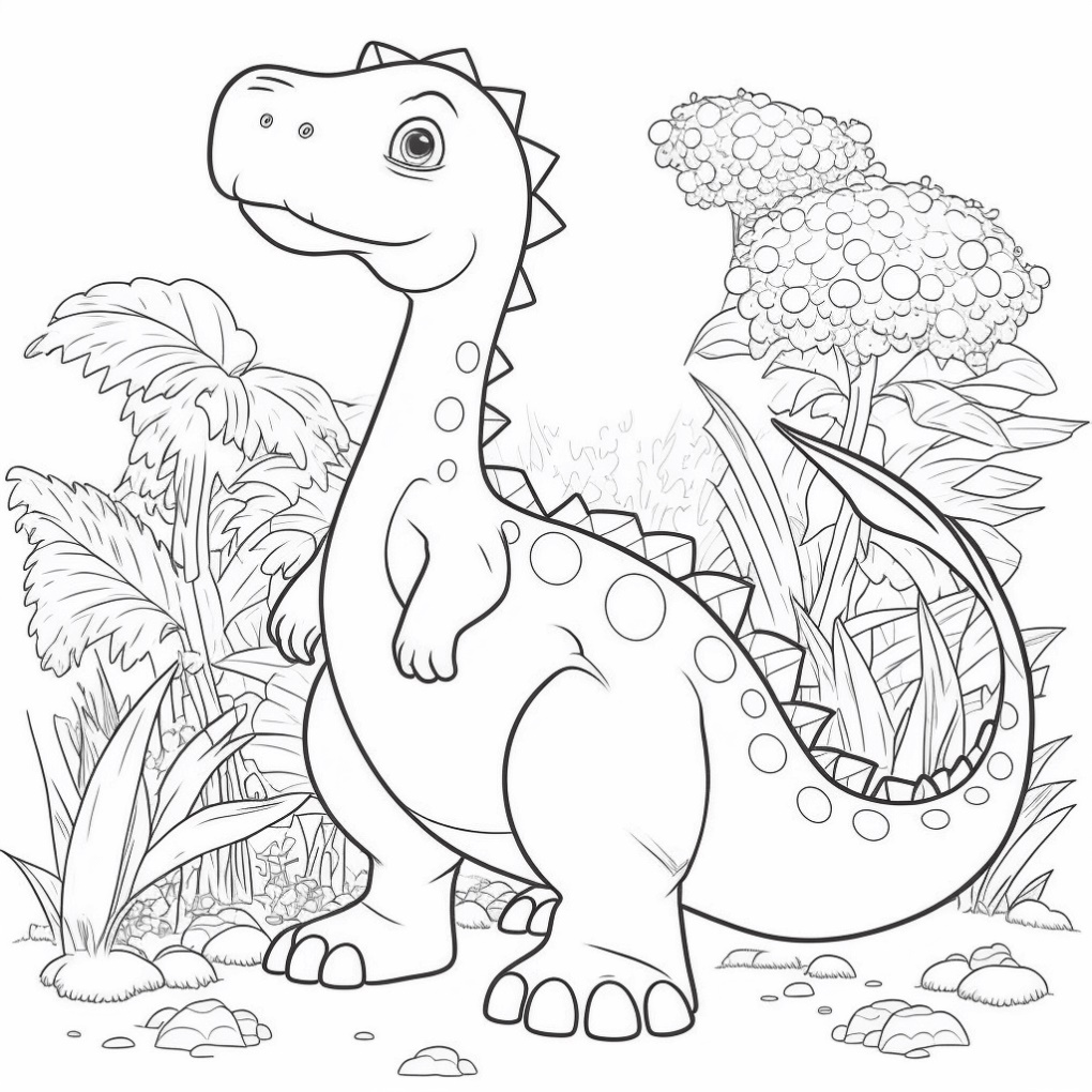 Sevimli Dinozor Boyama Sayfası