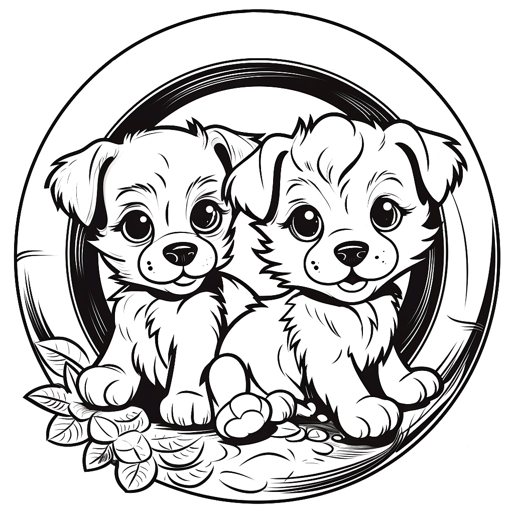 Eşsiz Yavru Köpekler Boyama sayfası
