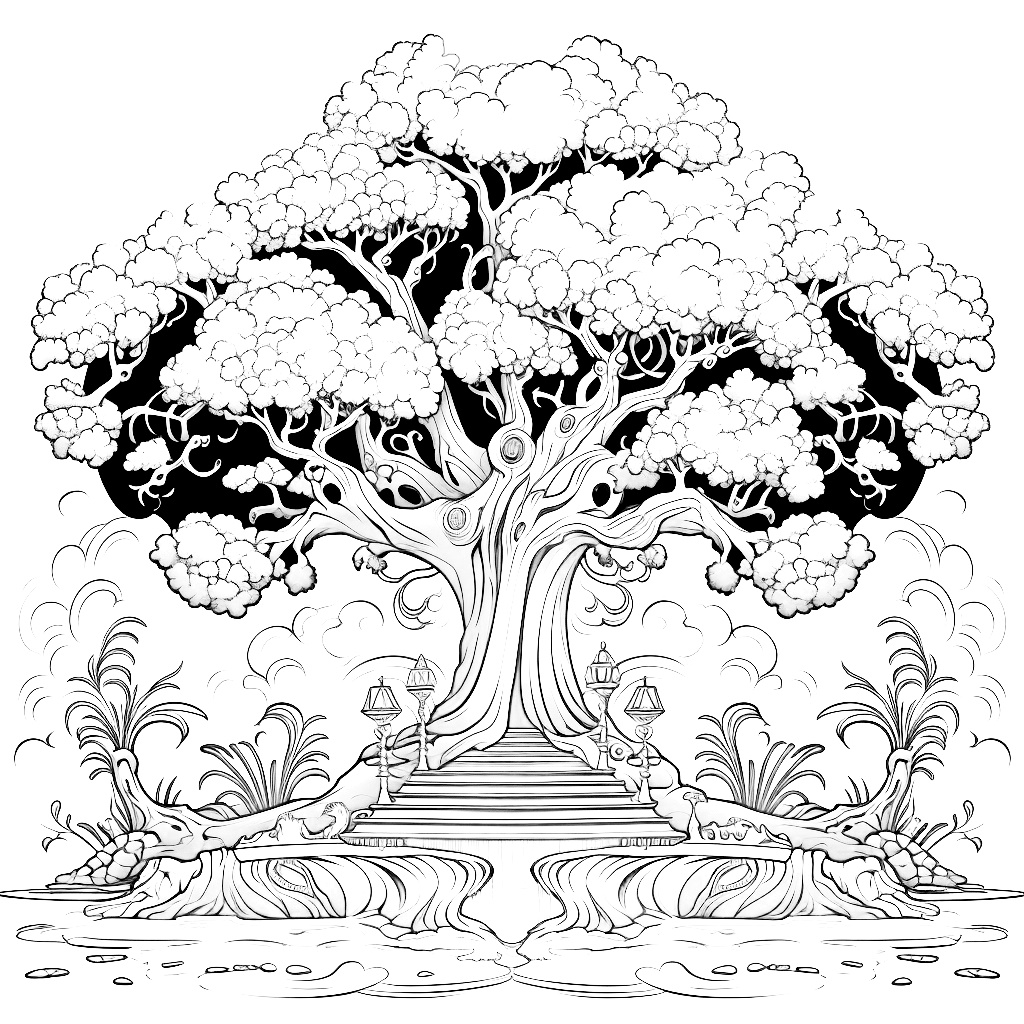Sihirli Ağaç Boyama Sayfası