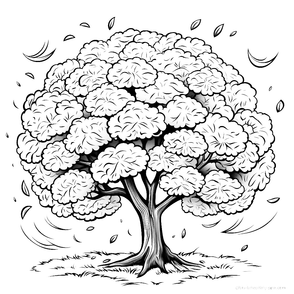 Sonbaharda Ağaç Boyama Sayfası