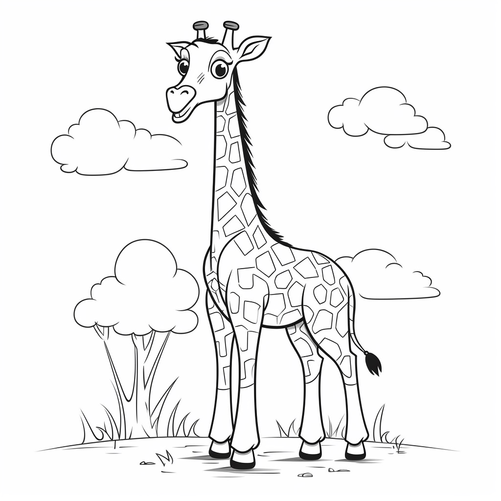 Uzun Boylu Zürafa Boyama Sayfası