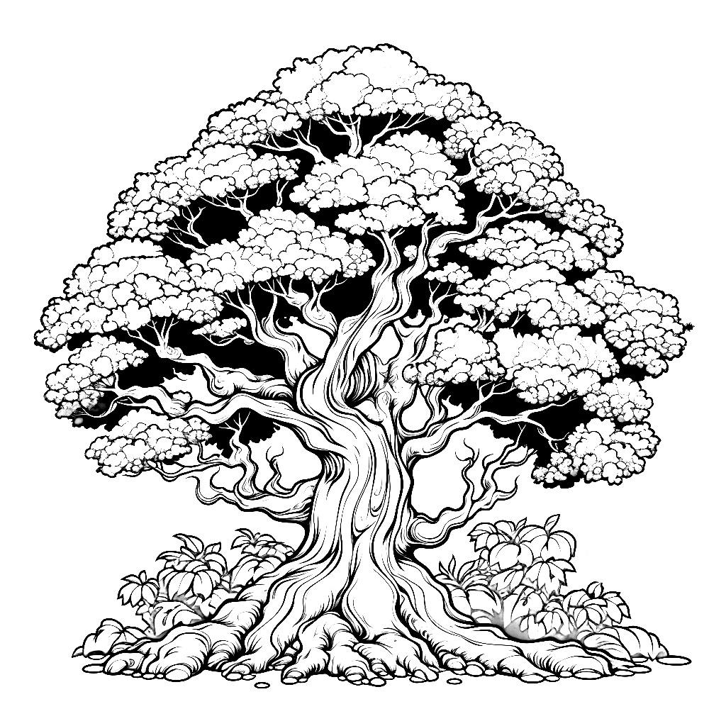 Yaşlı Ağaç Boyama Sayfası