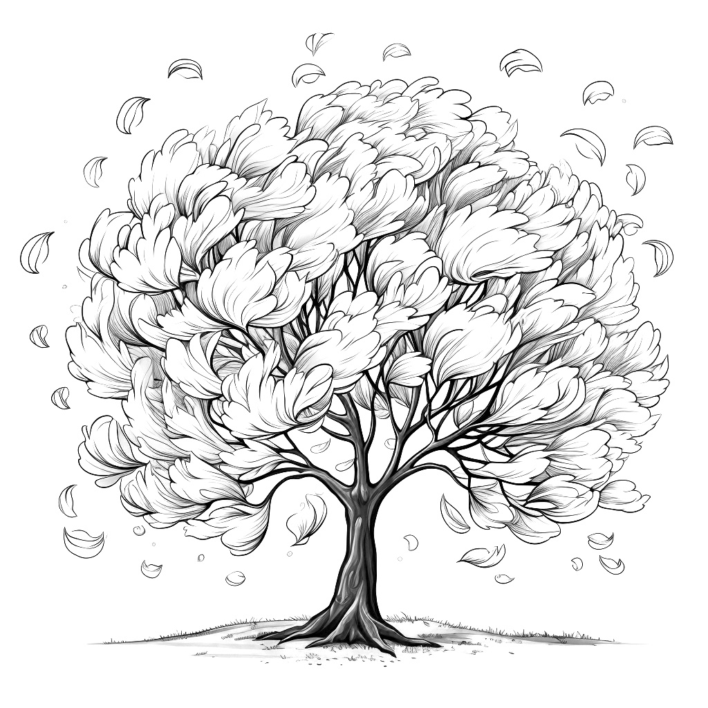 Yetişkin Ağaç Boyama Sayfası