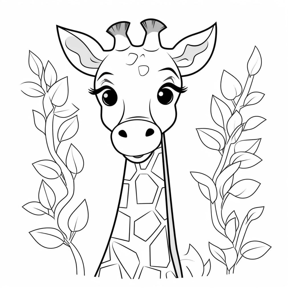 Zürafa Boyama Sayfası Basit