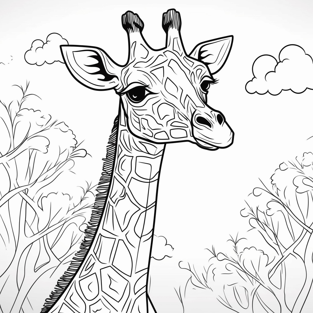 Güzel Zürafa Boyama Sayfası