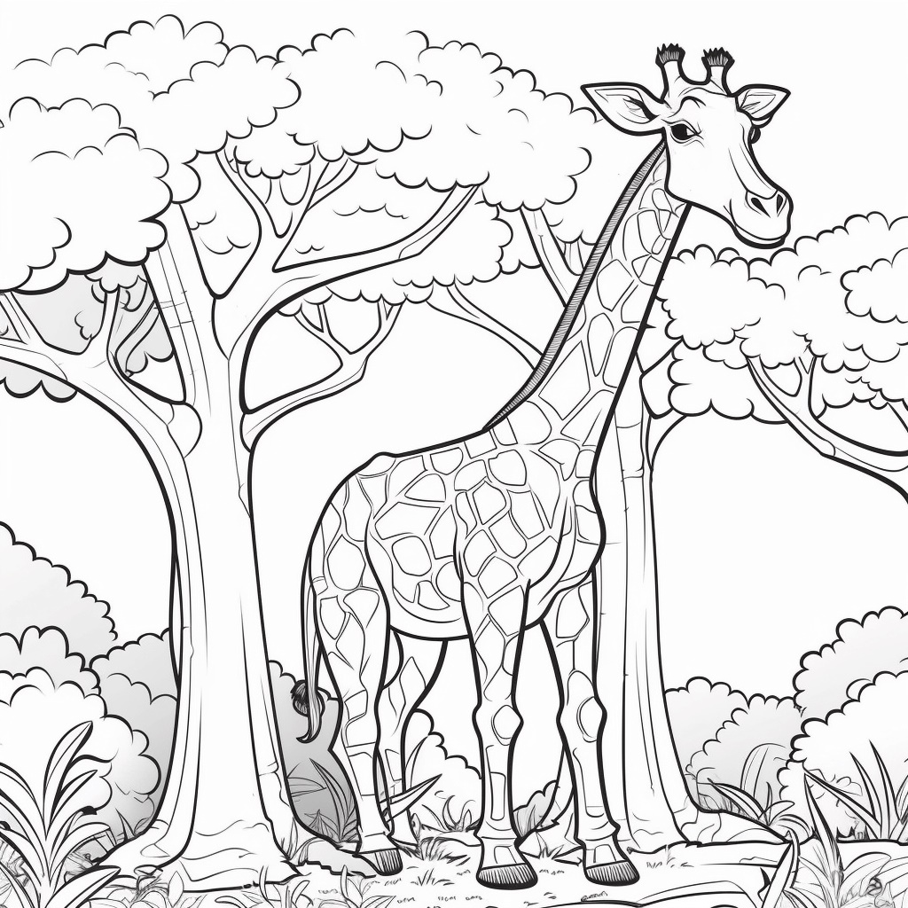 Komik Zürafa Boyama Sayfası
