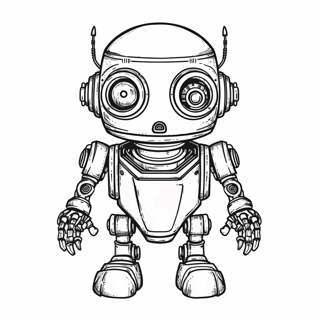 Sevimli Robot Boyama Sayfası