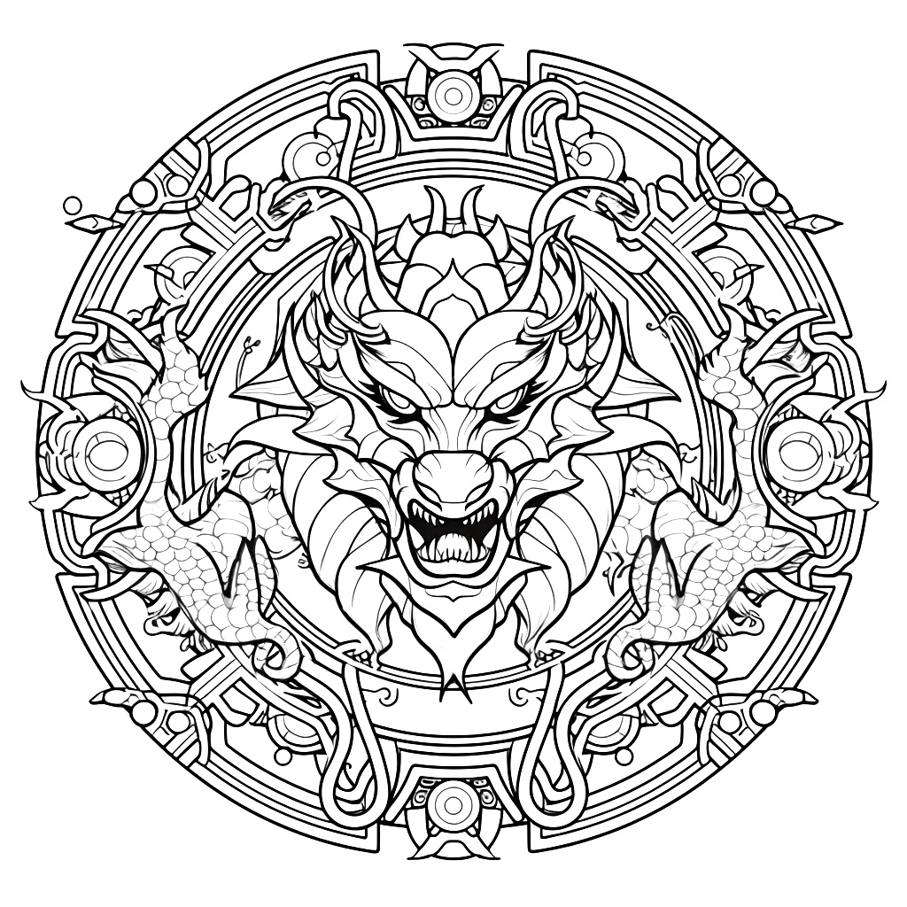 Ejderha Mandalası Boyama Sayfası