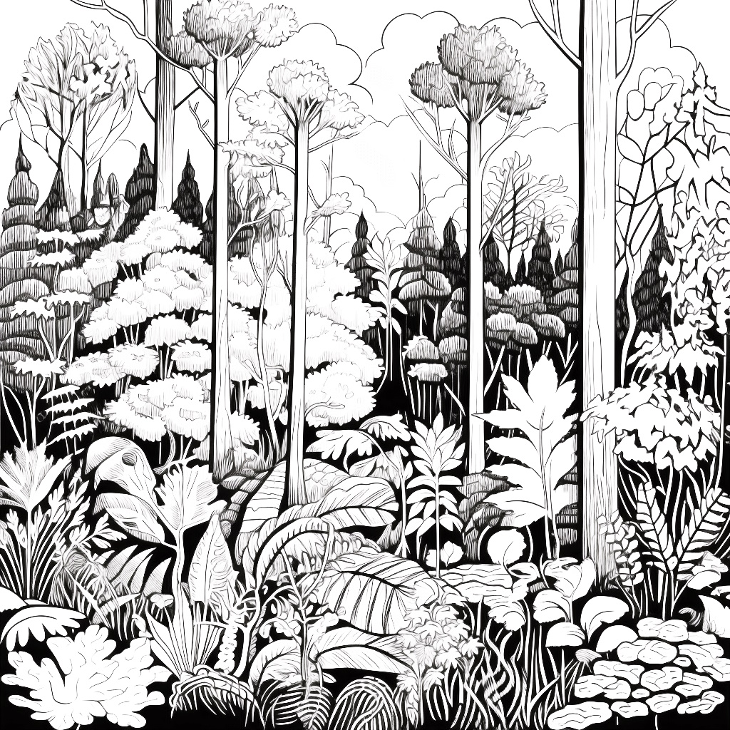 Tropikal Orman Boyama Sayfası - Yazdır