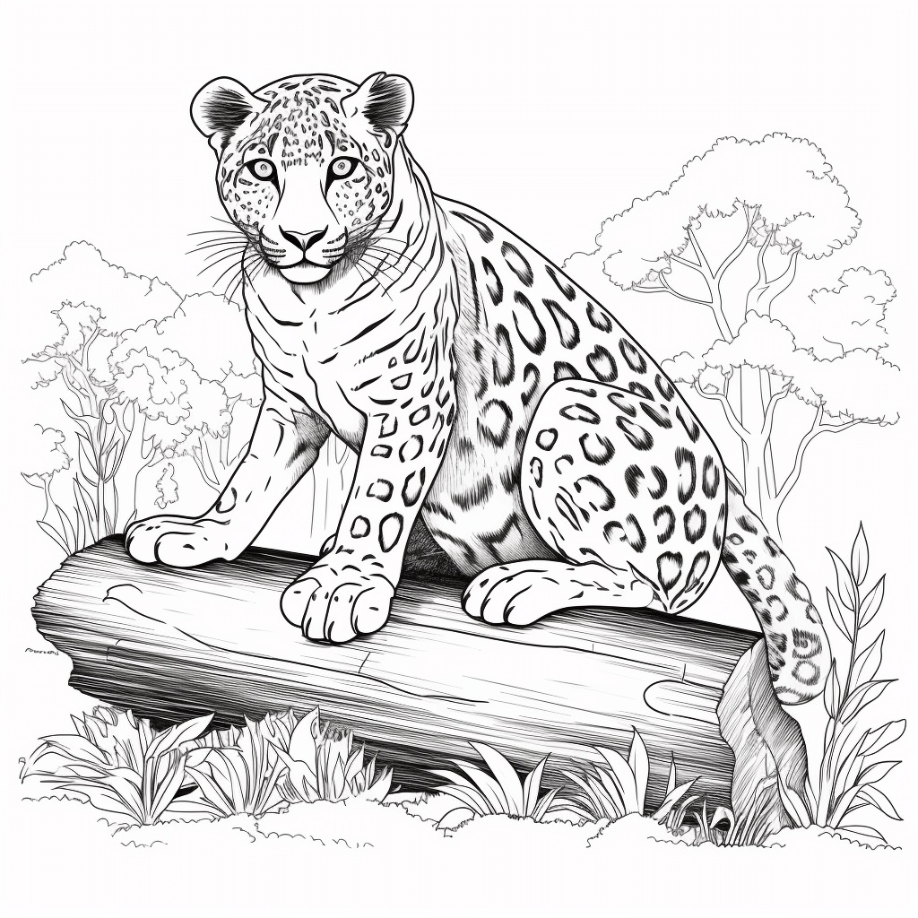 Doğadaki Leopar Boyama Sayfası