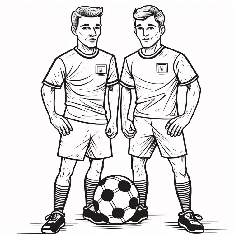 İki Futbolcu Boyama Sayfası